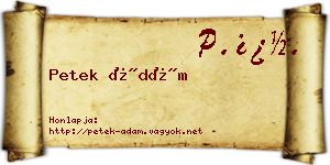 Petek Ádám névjegykártya